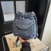 Student Simple Shoulder Tote Bag, Large Capacity Bag, Vintage Blue Distressed Style, Slouchy Crossbody Bag, Casual For Women's Daily Use