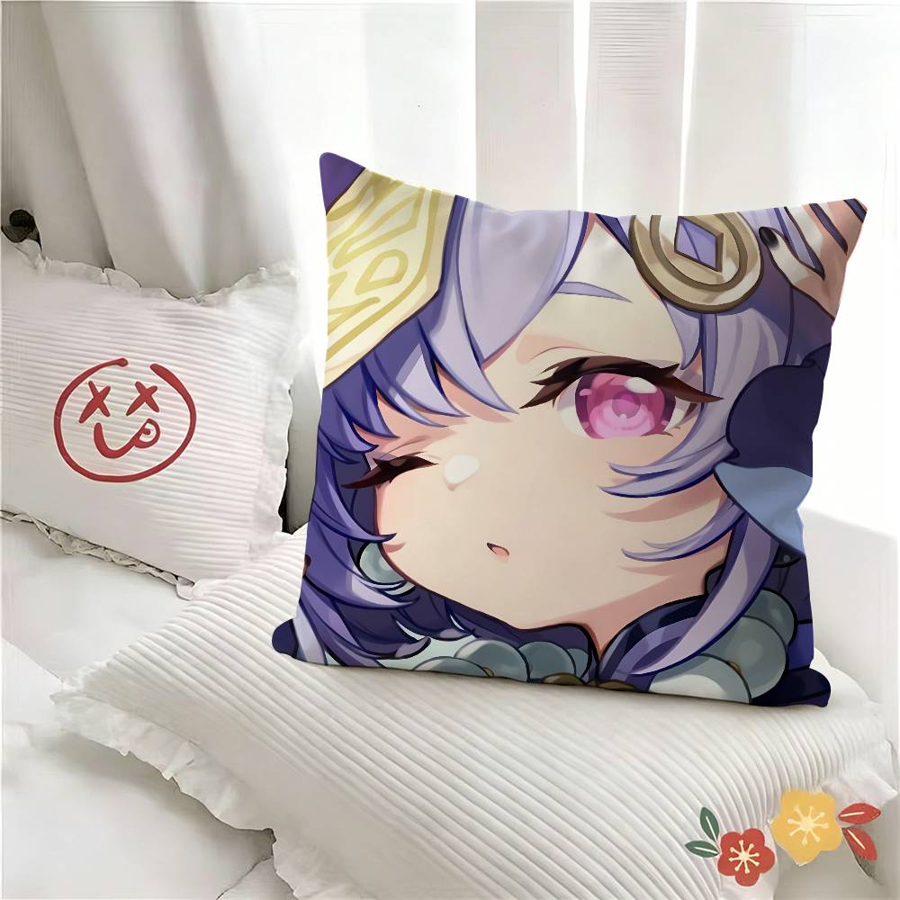 Pc Qiqi Cute Genshin Impact Pillow Case Fashion Square Pillowcase Bedroom Sofa Room Ins Decoration Leisure