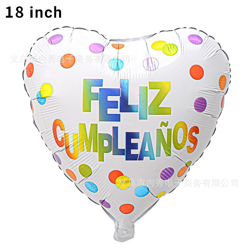18 Inch Spanish Happy Birthday Round Aluminum Film Balloon Spanish Birthday Party Decoration Balloon
