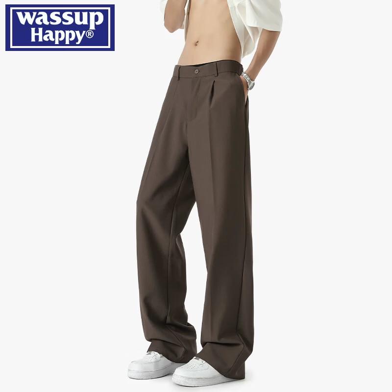 WASSUP HAPPY High-Street Loose Fit Straight-Leg Fleece-Lined Trousers