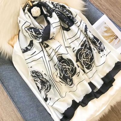 Spring and Summer Elegant Socialite Scarf Women's Vacation Long Beach Scarf Air Conditioning Shawl Autumn and Winter Scarf