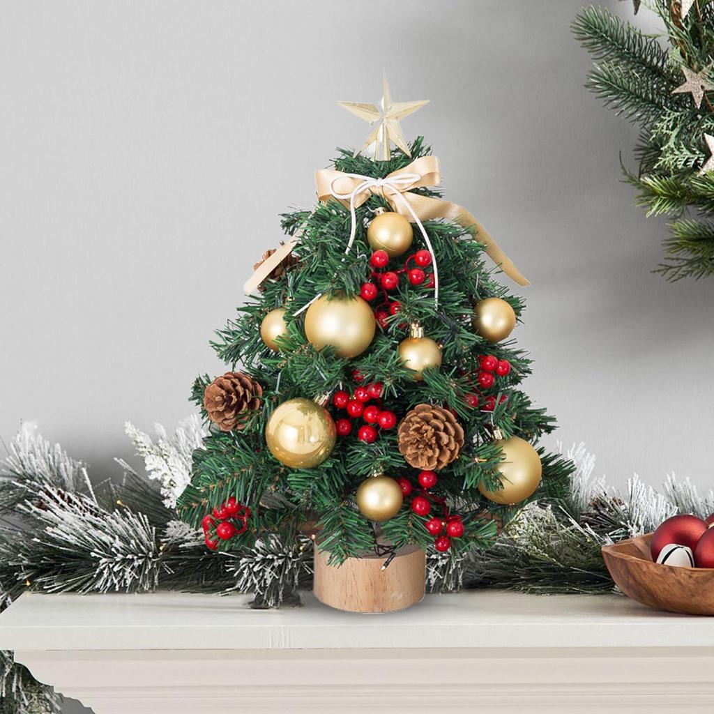 Tabletop Christmas Tree 18 Inch Seasonal Decor With LED Light Artificial Mini Christmas Tree For Office Home Bedroom Living Room