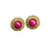 Vintage Court Style Retro Gold Circular Relief Texture 925 Silver Needle Earrings