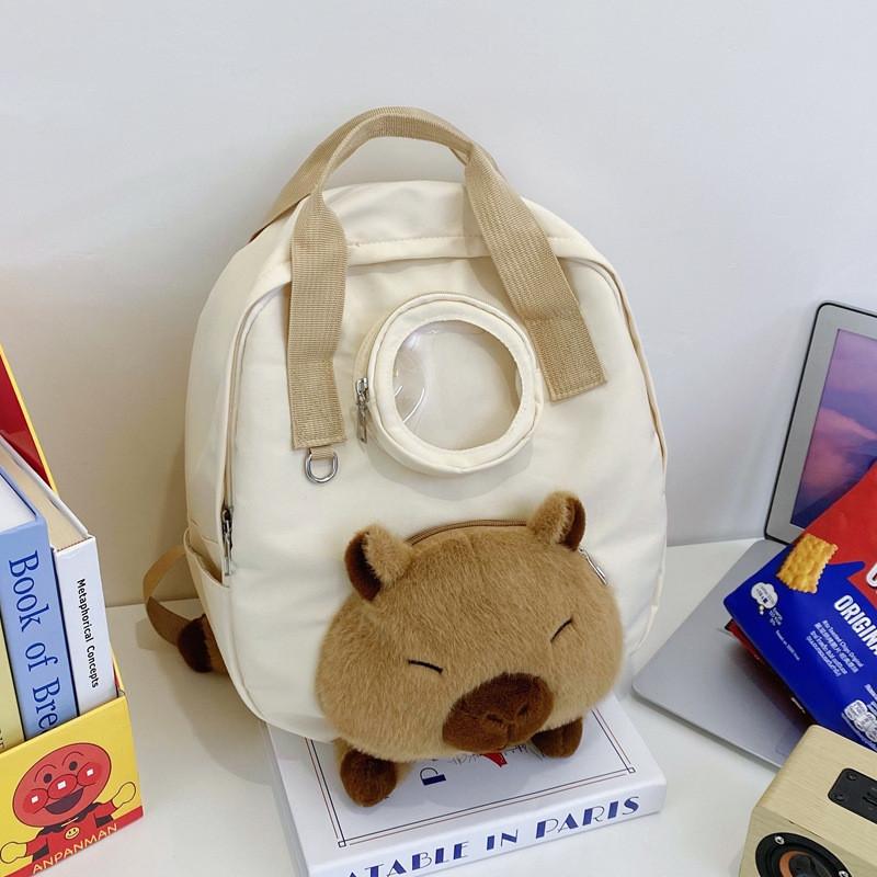 Nylon Capybara Cute Student Backpack Embroidered Multifunctional Kids Storage