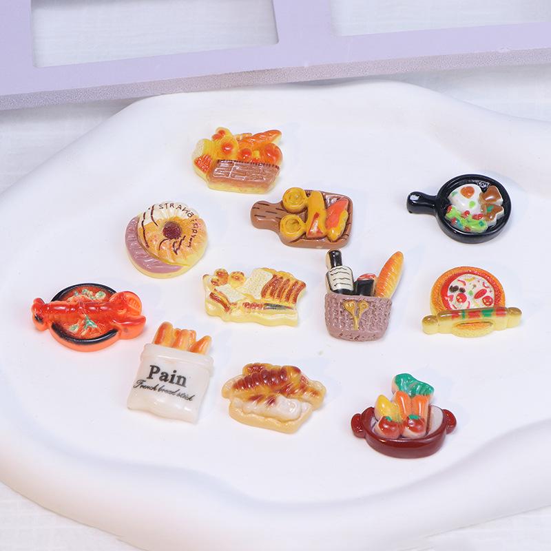 Miniature Food Toys: Resin Bread & Donut Fridge Magnets and Hair Clips