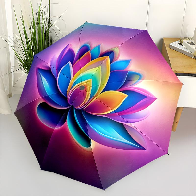 1pc Lotus Flower Decorative Automatic Open/Close Umbrella - Compact Travel Umbrella, Durable Construction, Fashionconscious yy251208124