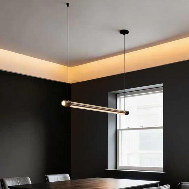 Italian Minimalist High-end Creative Dining Table Lamp Eye Protection Straight Bar Desk Lamp Pendant Light