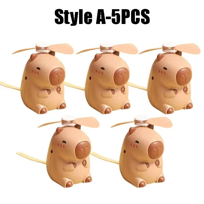 Cute Capybara Handheld Fan USB Rechargeable Mini Neck Hanging Fan Portable Cooling Fan for Kids Travel Gift Cartoon Design