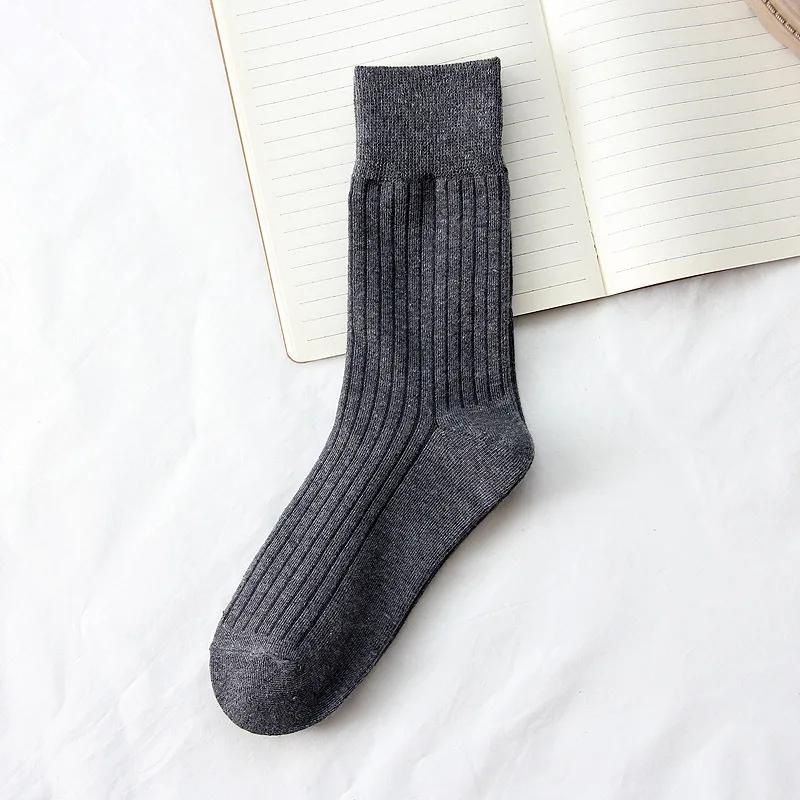 Japanese Korean Fashion High School Girls High Socks Solid Color White Khaki Beige Loose Socks Cotton Knitting Women Long Socks