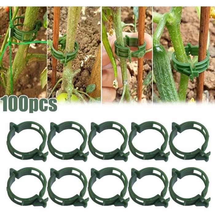Lot de 100 clips de support pour plantes 2,5 cm - vert, clips ventilés résistants aux intempéries
