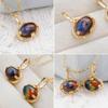 [Richight] Simple Oval Ammonite x White Quartz Doublet Stone Pendant Sterling Silver Necklace Silver 925 Gold Chain Antique Style Natural Stone