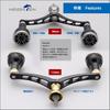 HEIGHTEN Reel Handle with Compatible with Shimano and Daiwa Spinning Arch Engine Series Wine 98/110mm 24.5mm Knob, Reels, (Black & Red, 98mm)