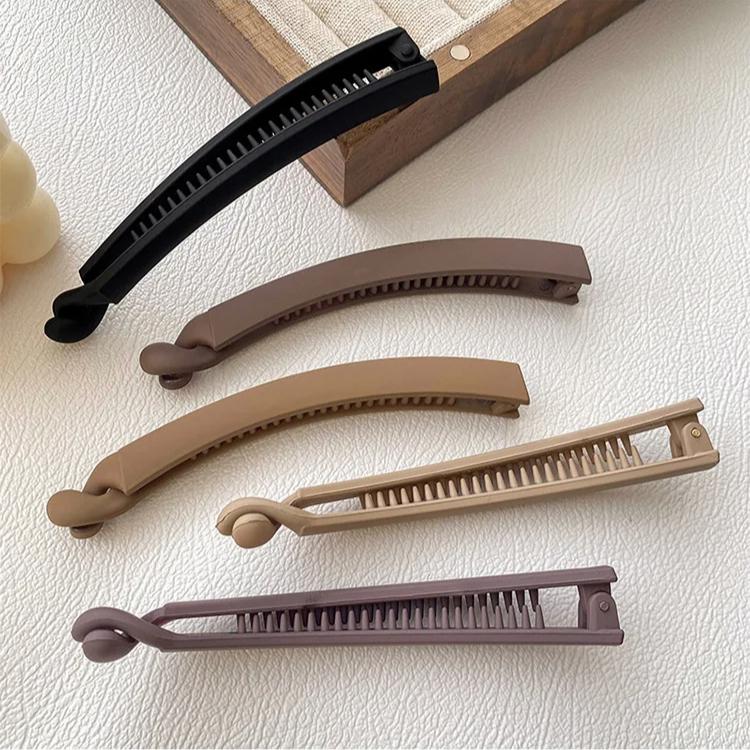 Women Elegant Matt Color Banana Claw Clips Matt Color Plastic Hair Barrettes Simple Solid Clips Ponytail Holder Accessories