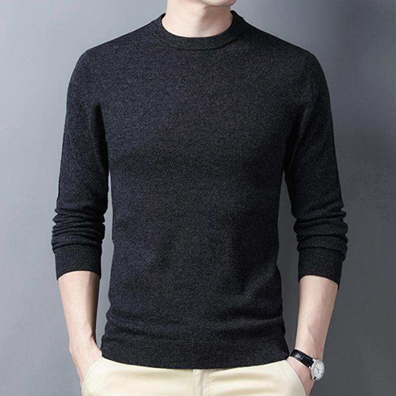 Spring and Autumn Men's Pure Wool Sweaters, Round Neck Bottoming Shirts, Business Casual Sweaters for Men