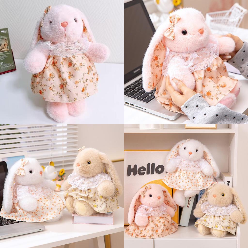Adorable Stuffed Rabbit Plush Toy With Flower Dress For Kids Gift Characters Included)
