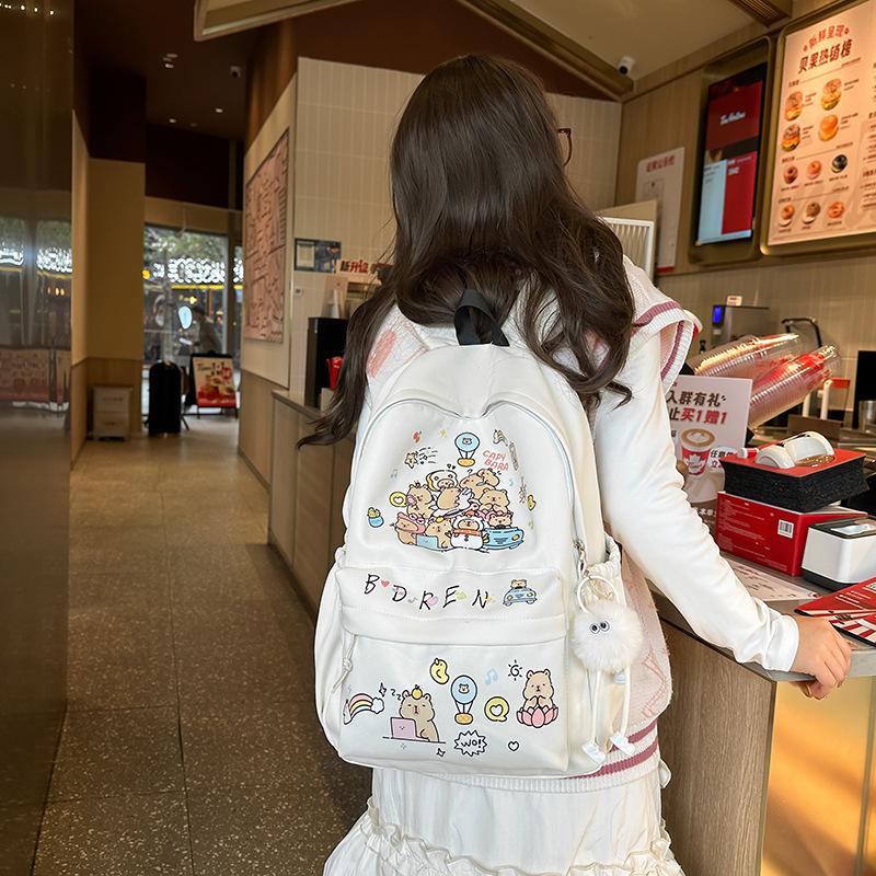 Schoolbagins Japanese Small Fresh Cute Versatile Graffiti School Bag Women's Large Capacity Junior High School Backpack College Student Backpack