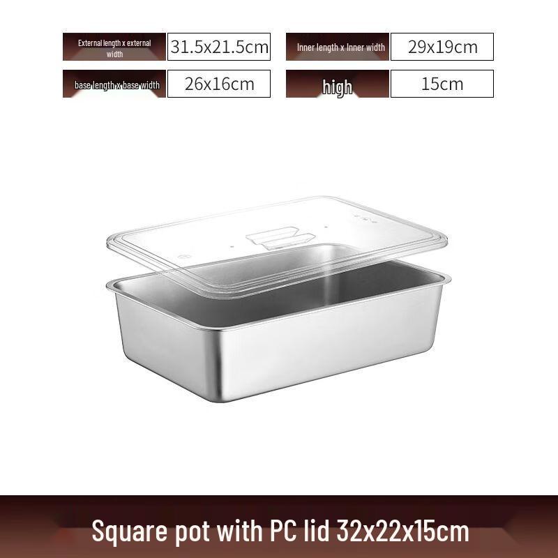 Xuankunpai Stainless Steel Rectangular Buffet Food Pan with Lid