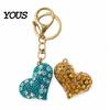 Zinc Alloy Key Ring Sparkling Rhinestone Love Heart Keychain , Car Purse Decoration Ring, Handbags Backpacks Charm Accessory, Gift for Women