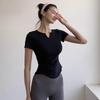 Women's Slimming V-Neck T-Shirt - Quick-Dry, Breathable, Ideal for Fitness & Sports.