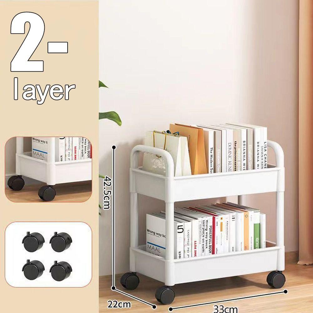 Space Efficient Storage Rack Multi-Layers Mobile Storage Rack Double Layers Handcart Kitchen