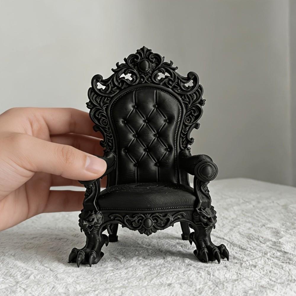 Vintage Mini Gothic Throne Display Chair 3D Printed Dollhouse Seat Furniture Atmosphere Ornament