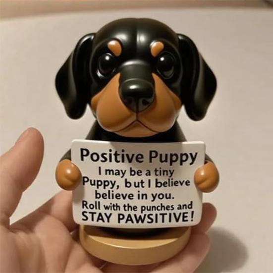 Yousheng Emotional Support Puppy Statue Positive Dog Ornament Puppy Figurine with Motivational Message Inspirational Gift for Companion Coworkers
