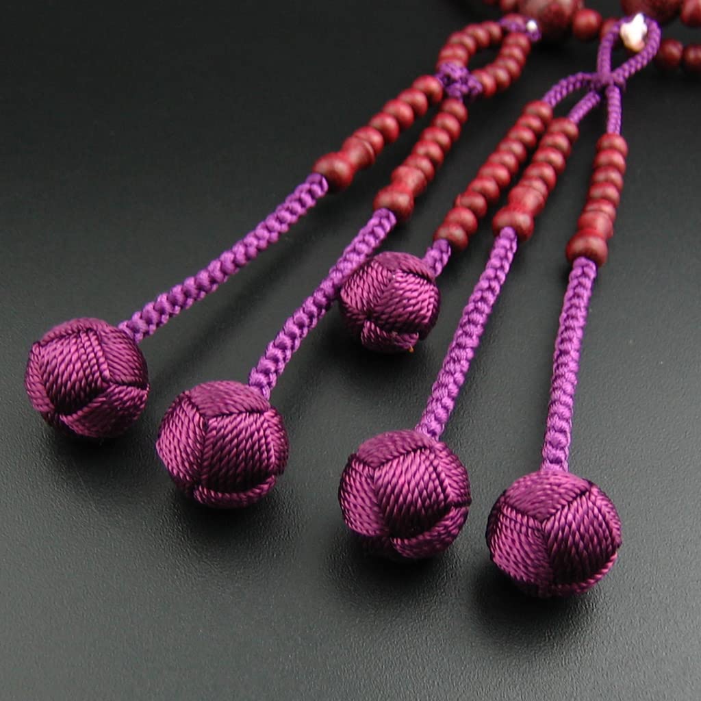 Myorenka Soka Gakkai Prayer Beads for Women Purple Heart 8 Dimensions S Size Purple Natural Wooden Prayer Beads Double Prayer Beads Prayer Bag Set