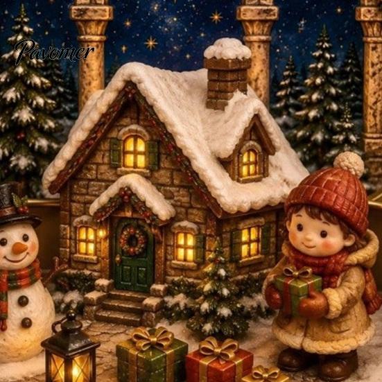 Micro Paesaggio Natalizio da Tavolo Mini Set in Scatola di Latta, Scena Festiva Formato Tascabile Scatola Presepio Portatile con Figure in Miniatura, da Collezione