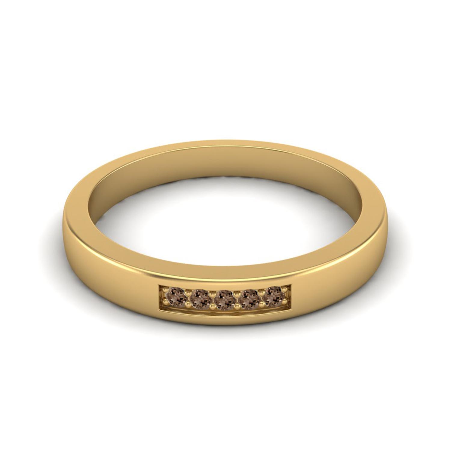 

0.10 Ctw Round Smoky Quartz 925 Sterling Silver Gold Vermeil Five Stone Bar Design Women Promise Ring 7 жовтий