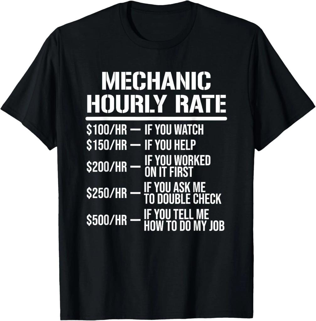 Mechanic Hourly Rate T-Shirt Funny Mechanic Labor Rates Gift Unisex T-Shirt