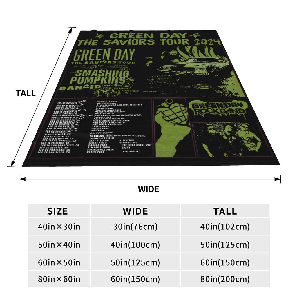 Super měkká deka Green Day Saviors Tour 2024 prémiová flanelová fleece lehká postelová deka útulná teplá deka pro všechna roční období