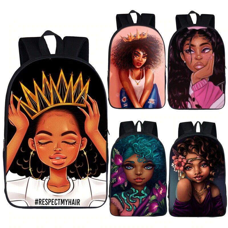 Afro-Afrikanische Schönheit Schwarze Prinzessin Wasserdichter Schulrucksack Mit Verstellbaren Schultergurten