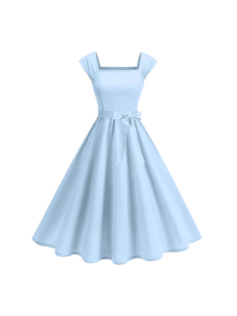 European and American Women's Sleeveless Dress Solid Color Cotton Vest Skirt Retro Elegant Temperament Skirt
