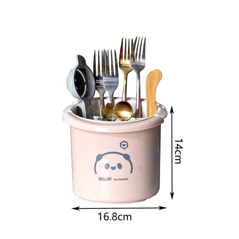 

Двухслойные пластиковые сушилки для столовых приборов, кухонные инструменты, подставка для хранения палочек для еды, двухслойная, для ножей, вилок, сушилки розовый