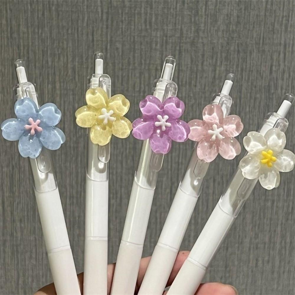 Quick-Drying Tulip Writing Pens Flower Signature Gel Pen Cute Black Press Pen  Stationery