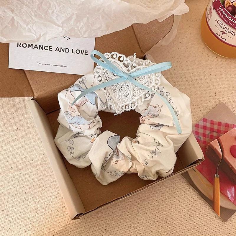 

Милая кружевная резинка для волос, милая резинка для волос в горошек, с граффити, с бабочкой-бантом, модные аксессуары для волос на каждый день для девочек, эластичная резинка синий