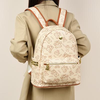 Zaino Orsetto Panciuto Articoli di Alta Qualità Zaino da Viaggio di Nicchia con Borchie Borsa Grande Capacità Zaino Scolastico per Studentesse 1011 Nuovo