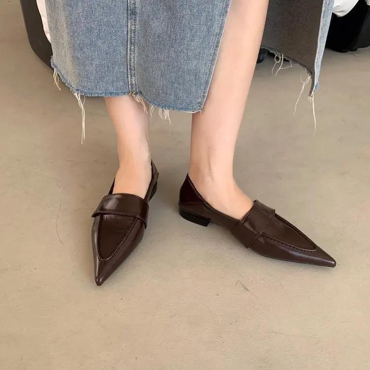 Women Pointed Toe Shoes Fashion Solid Color All Match Working Shoes Female Slip On Flat Casual Shoes Zapatillas Mujer2025