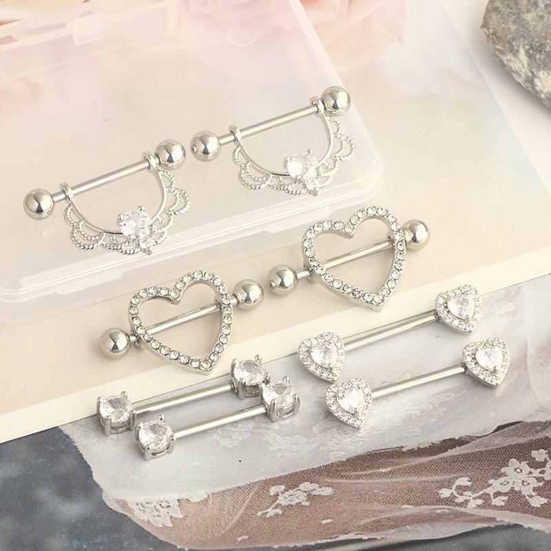 Stainless steel body piercing jewelry set - heart-shaped body piercing jewelry
