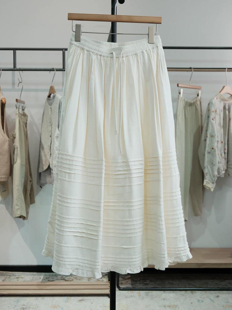 Spring 2026 Korean Style Ruffled A-line Slimming Skirt with Pockets