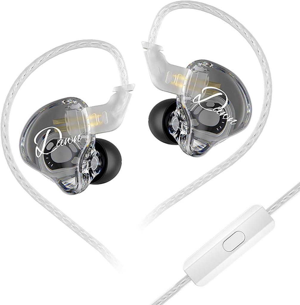 KZ Dawn HiFi Wired Ear 10mm Up Dynamic Canal 10mm Large Diameter Dynamic Heavy Sound Super For Home Silver Plated Plated Cable and Microphone