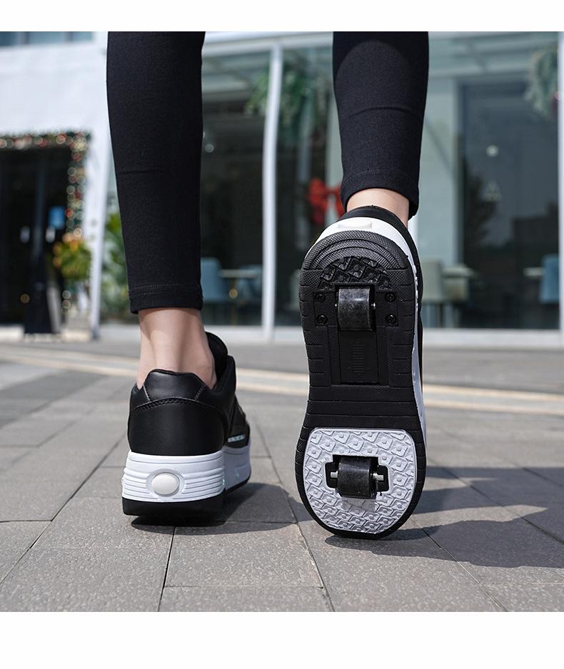 Kids' and Adults' Double Wheel Roller Skates with Flying Shoelace - Boys' and Girls' Running Shoes