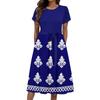 Women's Summer Fashion Round Neck Casual Retro Printed Short Sleeve Dress