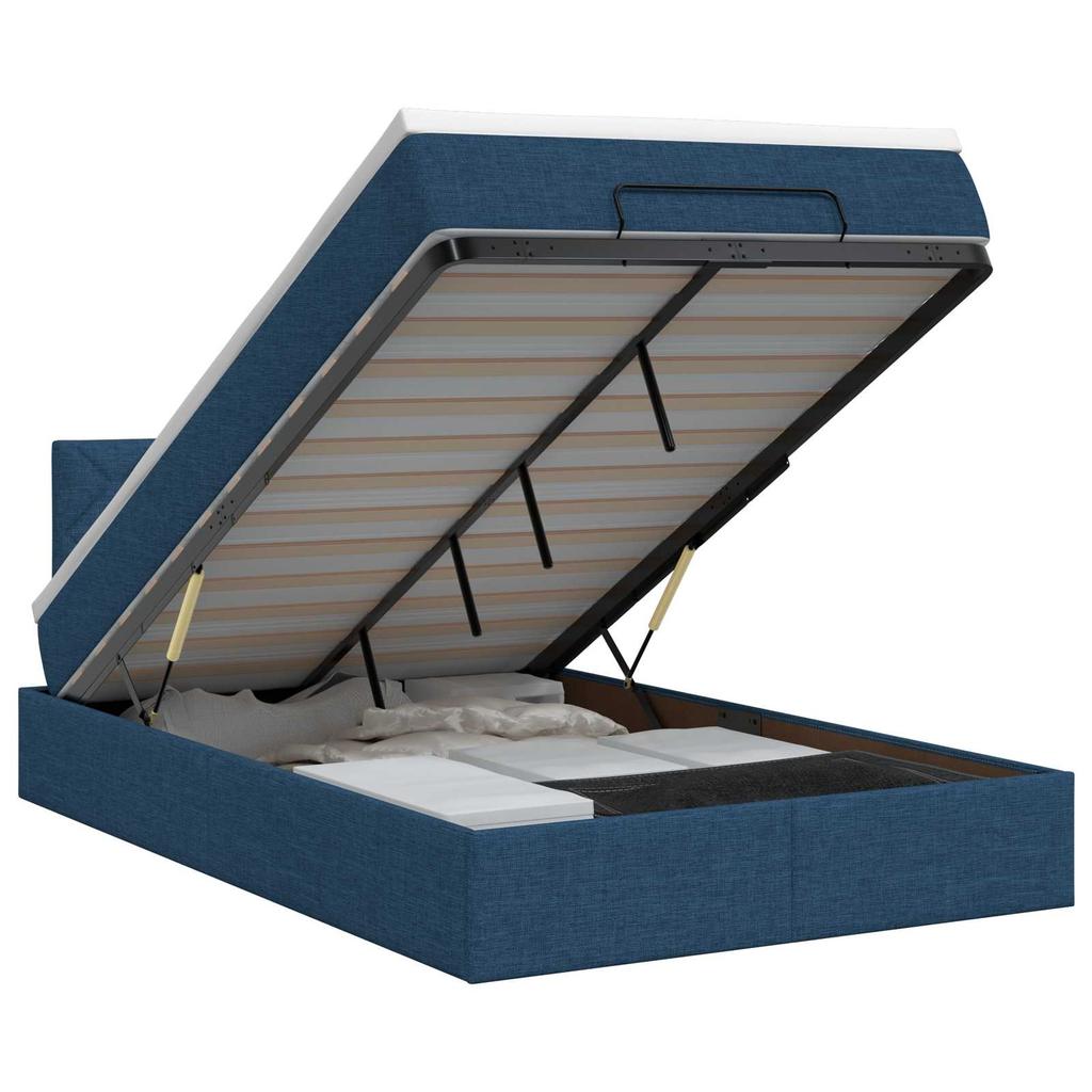 Ottoman Bed with Mattress and Headboard Blue 120 X 200 Cm Fabric