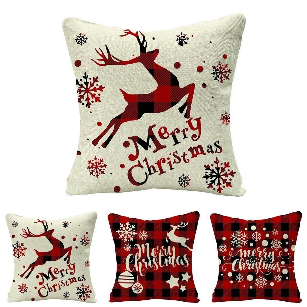 Cozy Multicolor Christmas Cushion Cover Made Of Soft Eco-friendly Linen Material