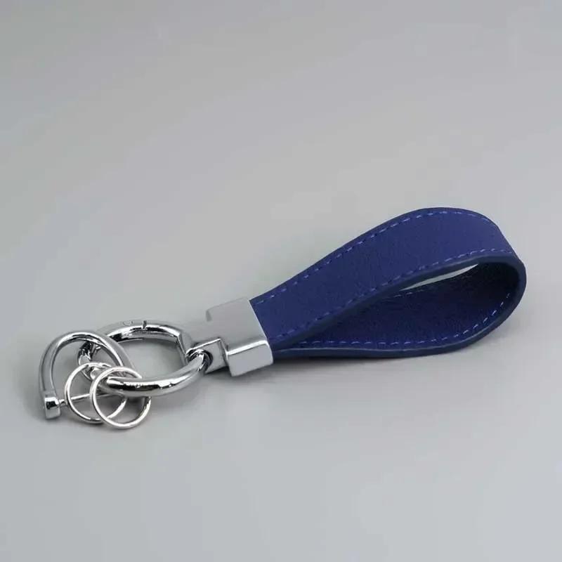 PU Leather Car Keychain Men's and Women's Bag Anti Lost Key Ring Waist Hanging Retro Laser Engraving Customized Keyring Gift