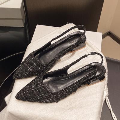 Sea Salt Black White Pointed High Heel Sandals for Women Back Hollow Half Headed Single Shoes Fashion Versatile Dress Shoes