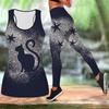 Black Cat Print Yoga Outfit for Women Fashion Workout Leggings Fitness Sports Casual Yoga Pants