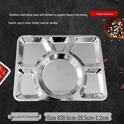 304 Stainless Steel 6-Compartment Deep Meal Tray
