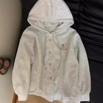 Damen Kapuzenjacke Sweatshirt Jacke Herbst Locker Lässig Harajuku Stil Langarm Top